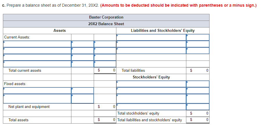 solved-for-december-31-20x1-the-balance-sheet-of-baxter-chegg