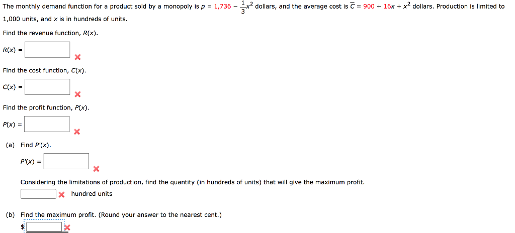 Solved The monthly demand function for a product sold by a | Chegg.com