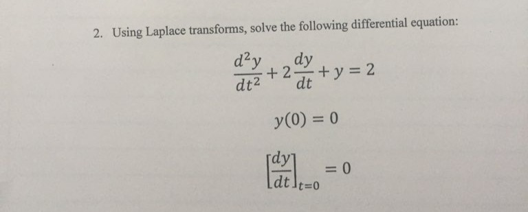 Solved 2. Using Laplace transforms, solve the following | Chegg.com