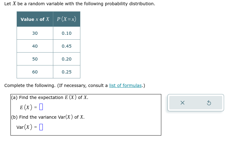 Solved Let X Be A Random Variable With The Following | Chegg.com