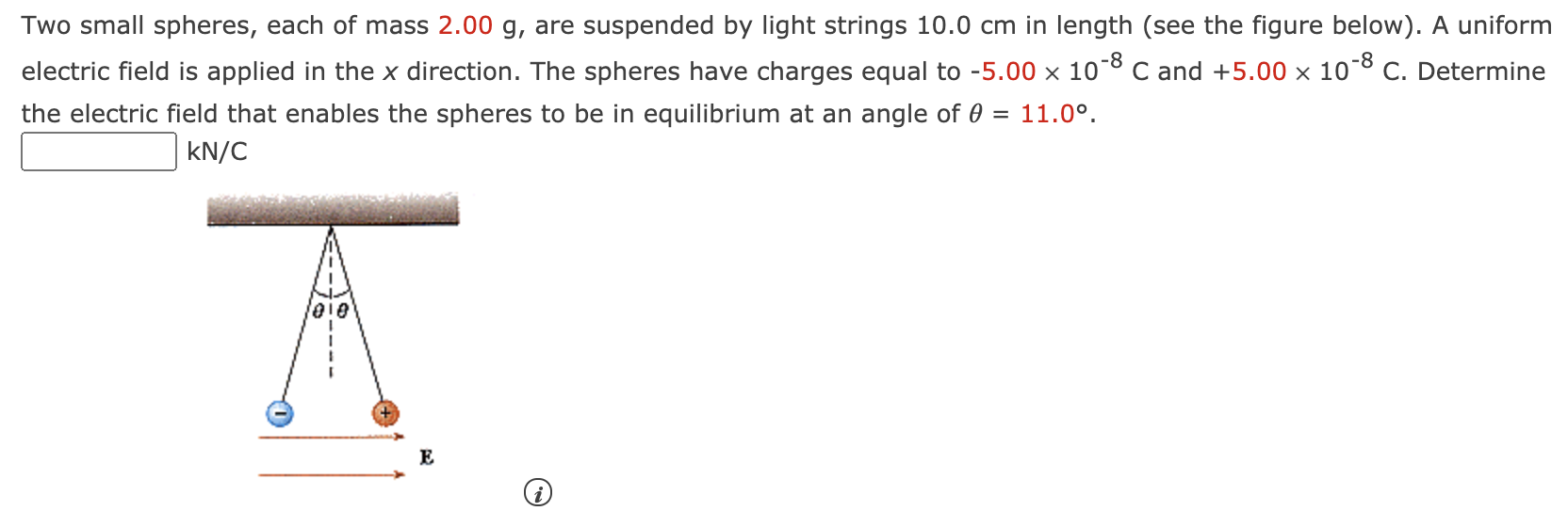 Solved Two small spheres, each of mass 2.00 g, are suspended | Chegg.com