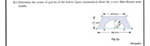 Solved Q:) Determine the center of gravity of the below | Chegg.com