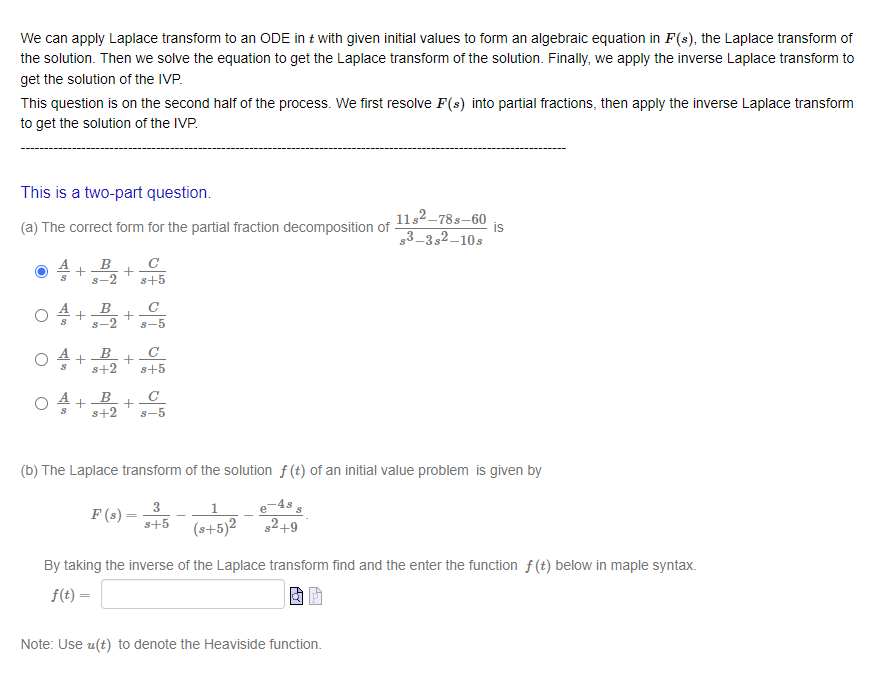 Solved We can apply Laplace transform to an ODE in t with | Chegg.com