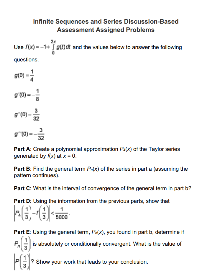 Solved Infinite Sequences and Series Discussion-Based | Chegg.com