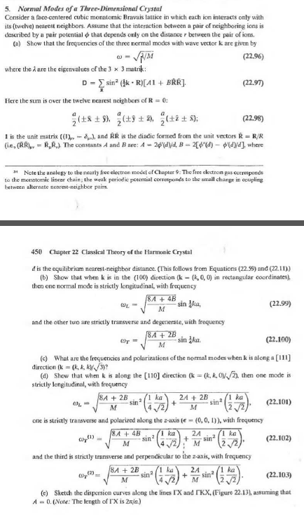 Solved 5. Normal Modes of a Three-Dimensional Crystal | Chegg.com