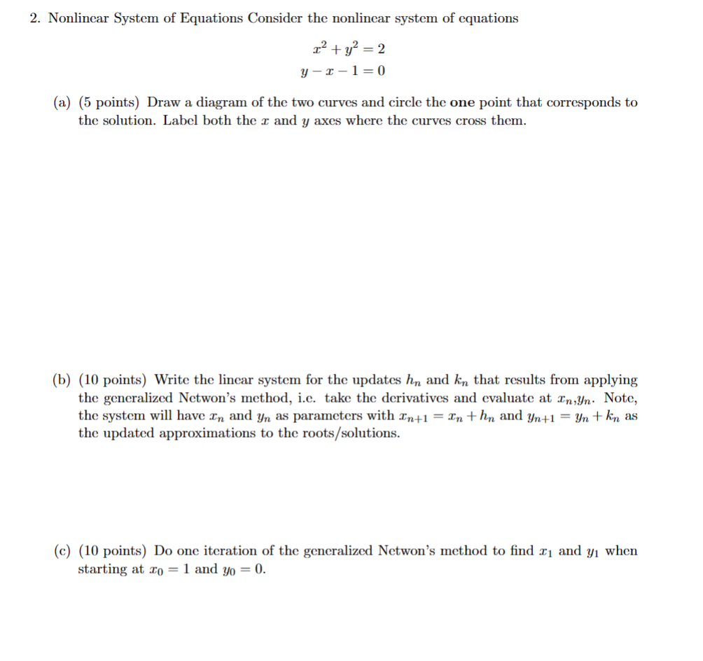 Solved 2. Nonlinear System Of Equations Consider The | Chegg.com