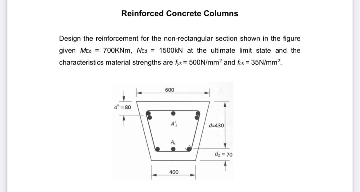 Solved Reinforced Concrete Columns Design The Reinforcement | Chegg.com