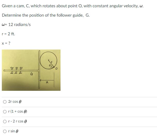 Solved Given A Cam C Which Rotates About Point Owith Chegg Com
