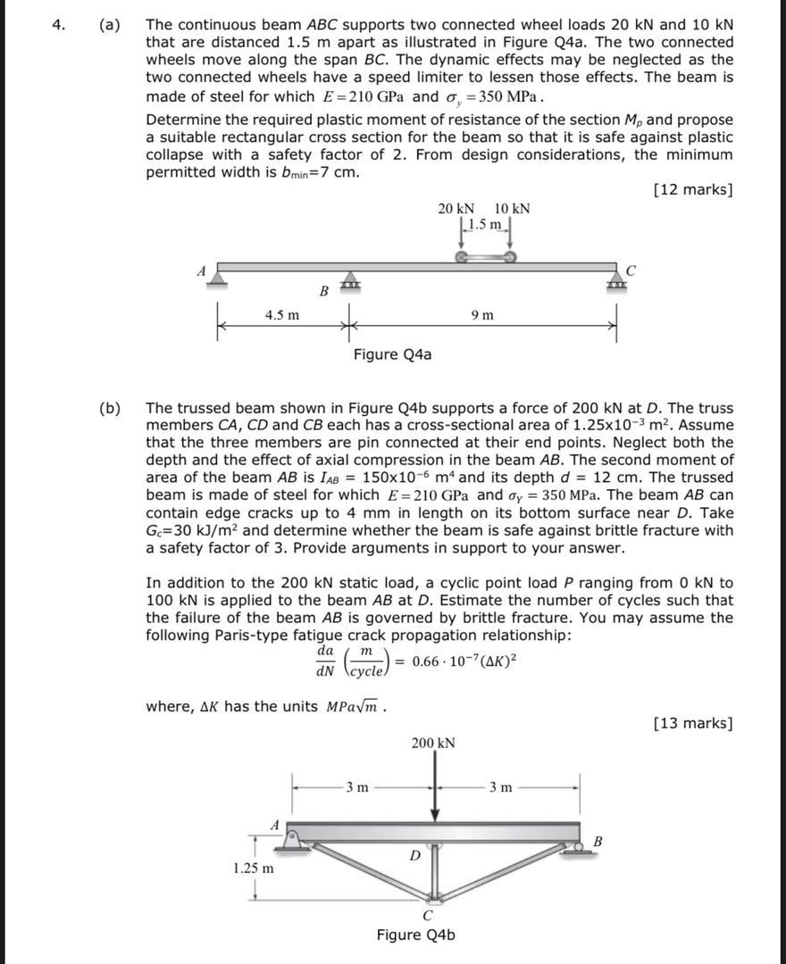 Solved 4. (a) The Continuous Beam ABC Supports Two Connected | Chegg.com