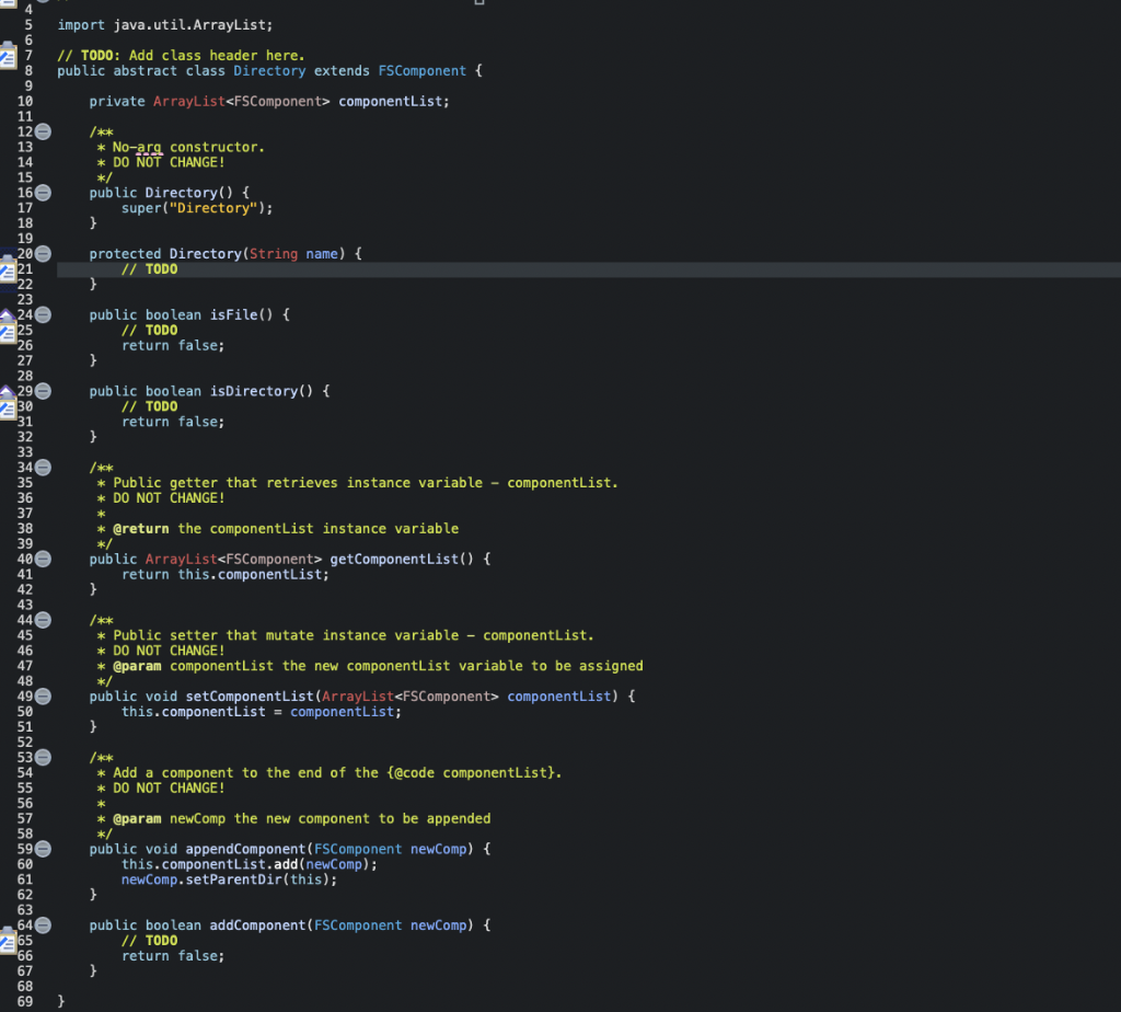 Solved Part 4: Directory.java The Directory abstract class | Chegg.com