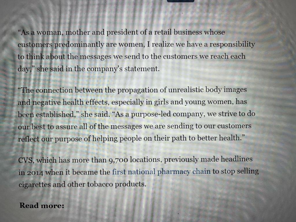 CVS Pharmacy announced Monday that it will begin | Chegg.com