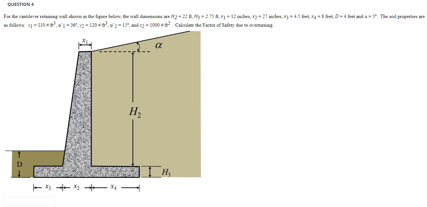 Solved QUESTION 4 A) For The Cantilever Retaining Wall Shown | Chegg.com