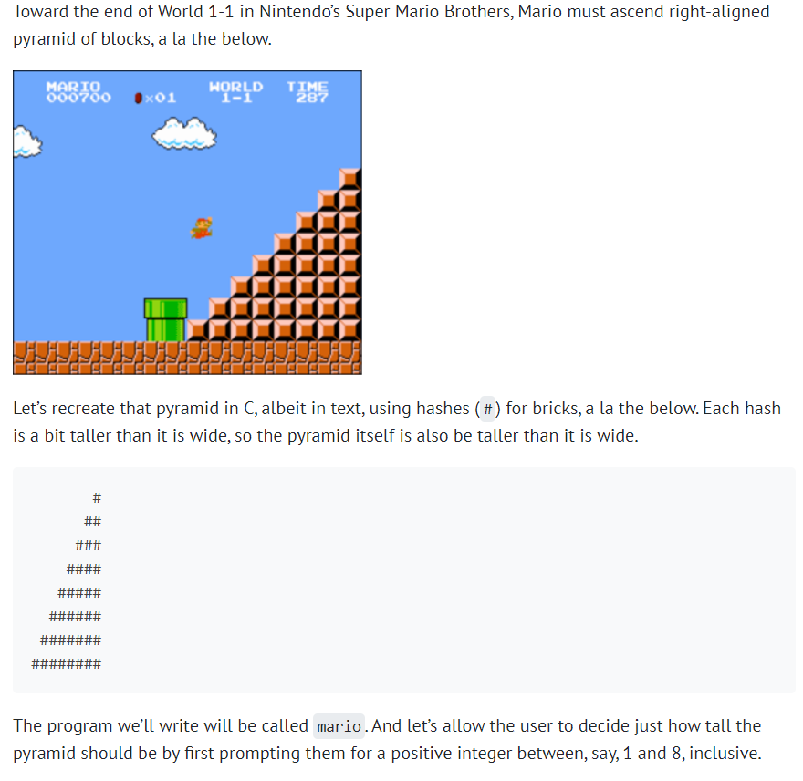 Solved Toward the end of World 1-1 in Nintendo's Super Mario | Chegg.com