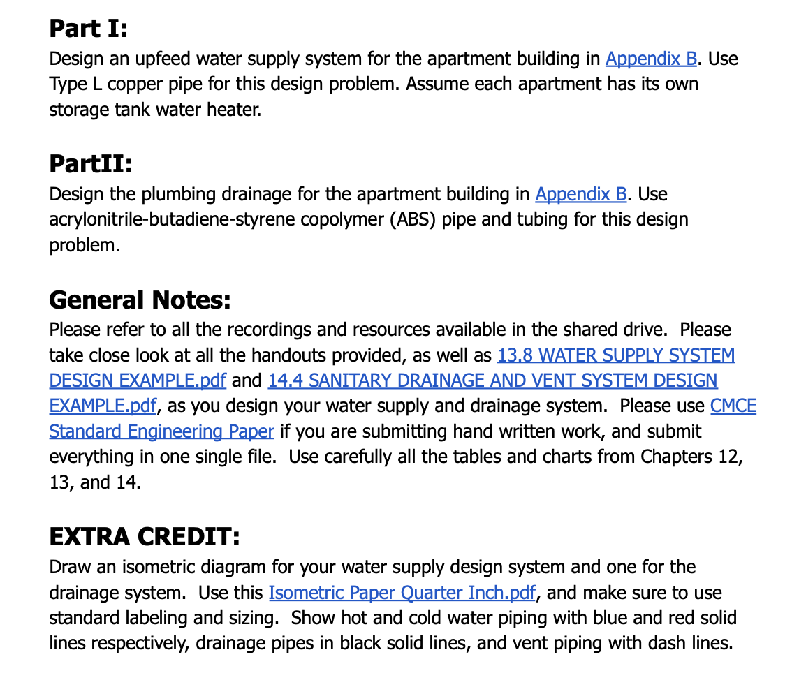 Part I: Design an upfeed water supply system for the | Chegg.com