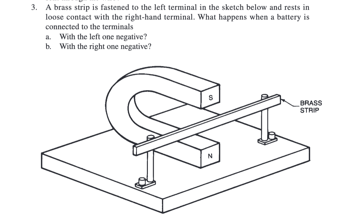 Solved 3. A brass strip is fastened to the left terminal in | Chegg.com