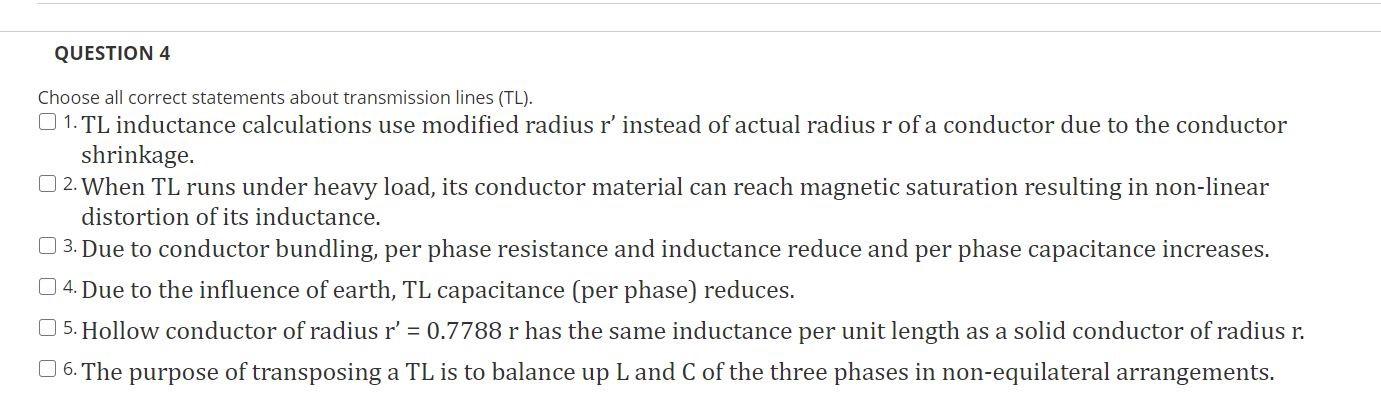 QUESTION 4 Choose all correct statements about | Chegg.com
