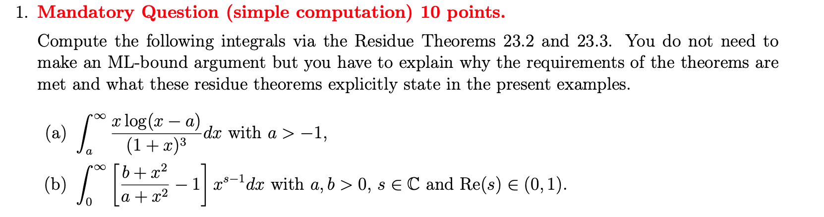 Solved 1. Mandatory Question (simple computation) 10 points. | Chegg.com