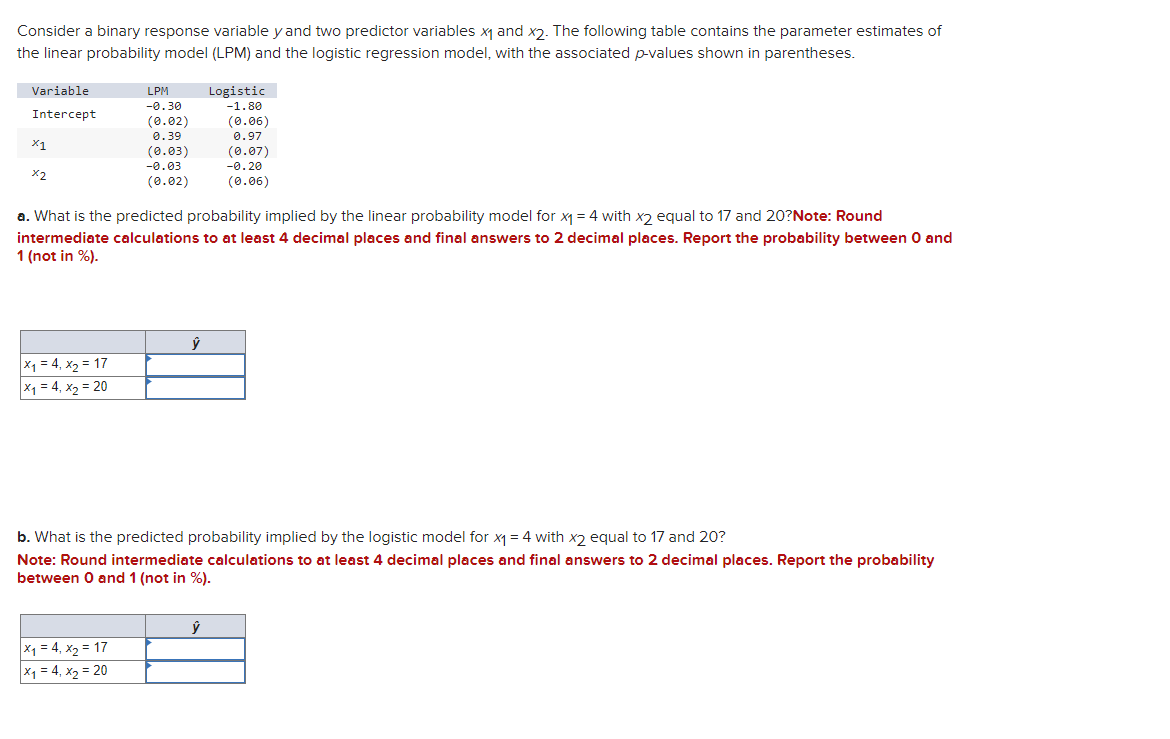 Solved Consider a binary response variable y and two | Chegg.com