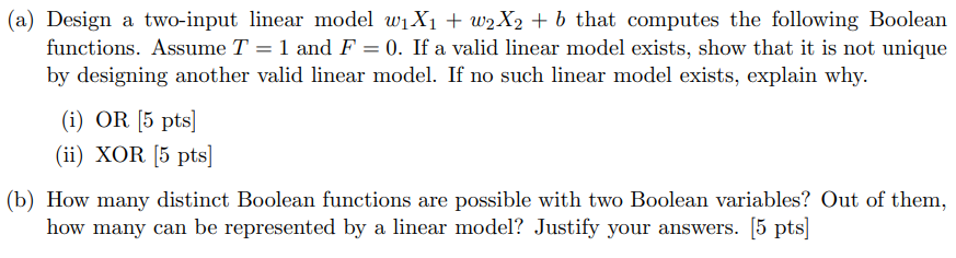 Design the linear model for both parts of the | Chegg.com