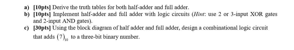 Solved a) [10pts] Derive the truth tables for both | Chegg.com