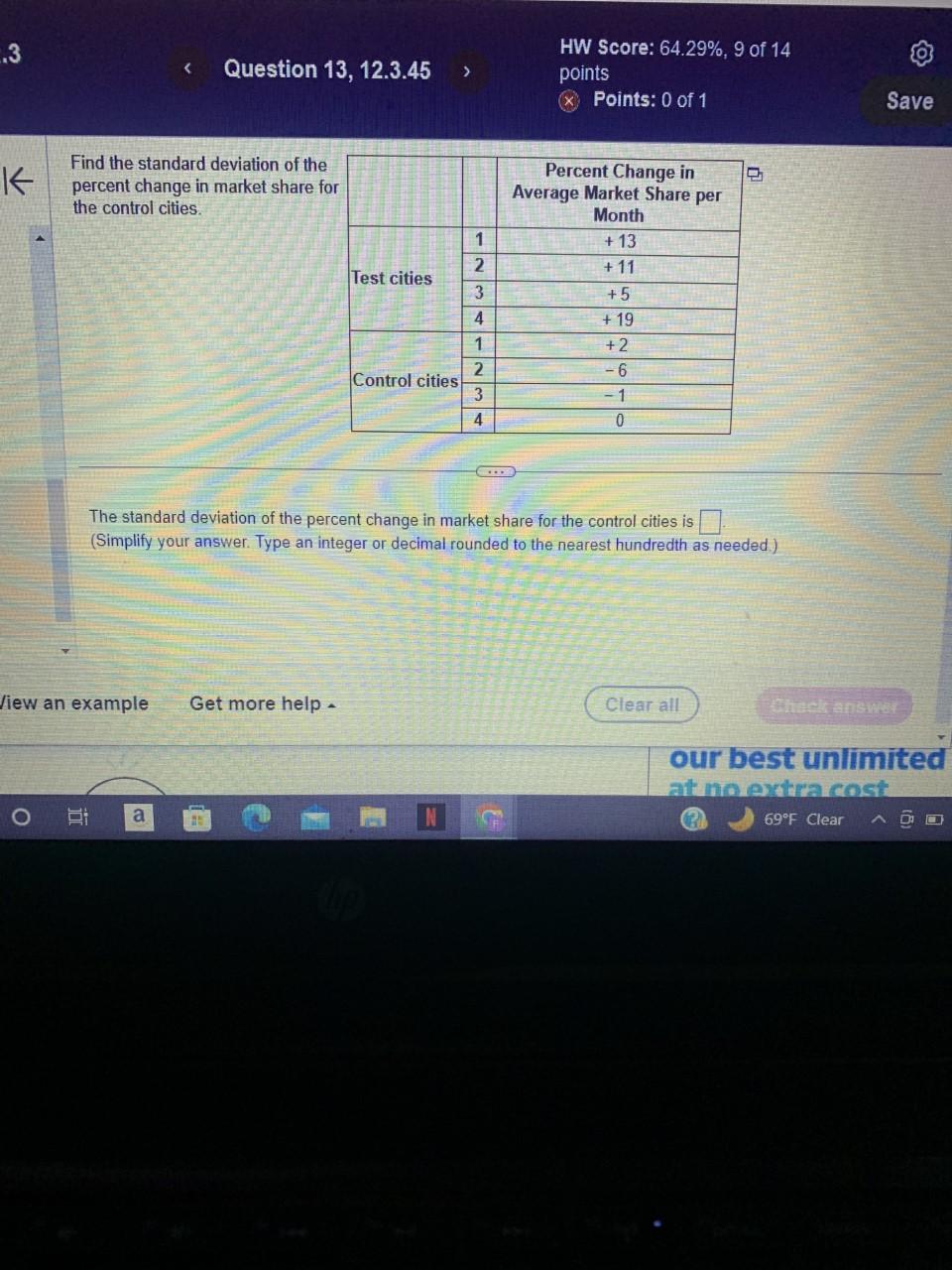 Solved Find The Standard Deviation Of The Percent Change In | Chegg.com