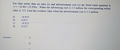 Solved For time series data on sales () and advertisement | Chegg.com