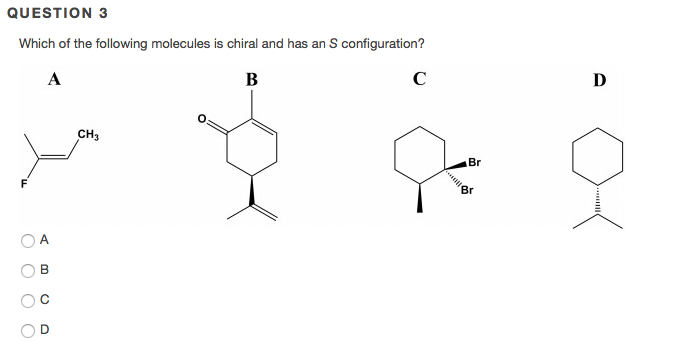 Solved Which of the following molecules is chiral and has an | Chegg.com