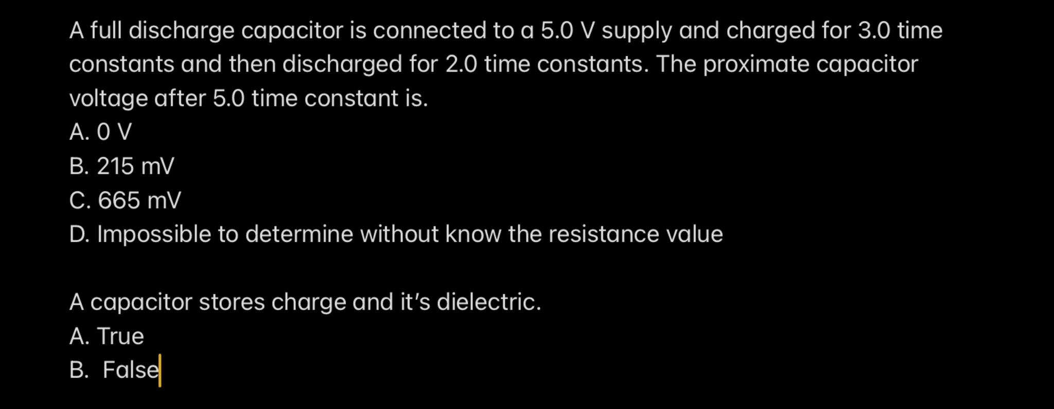 Solved A full discharge capacitor is connected to a 5.0 V | Chegg.com