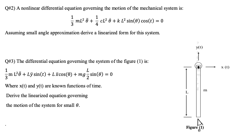 Solved Q 2 A Nonlinear Differential Equation Governing T Chegg Com