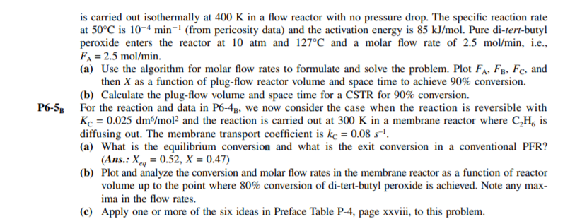 Solved P6-43 The Elementary Gas-phase Reaction | Chegg.com