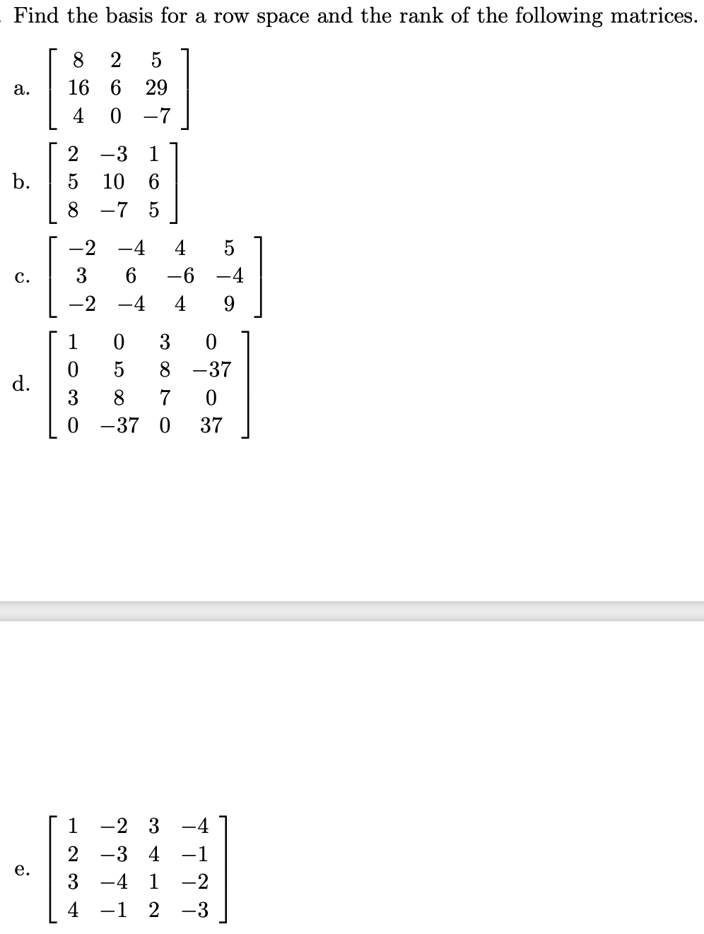 Solved Find the basis for a row space and the rank of the Chegg