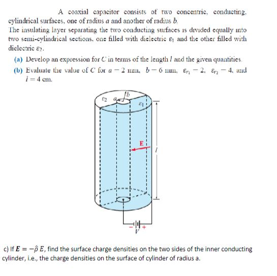 Solved A coaxial capacitor consists of two concentric, | Chegg.com