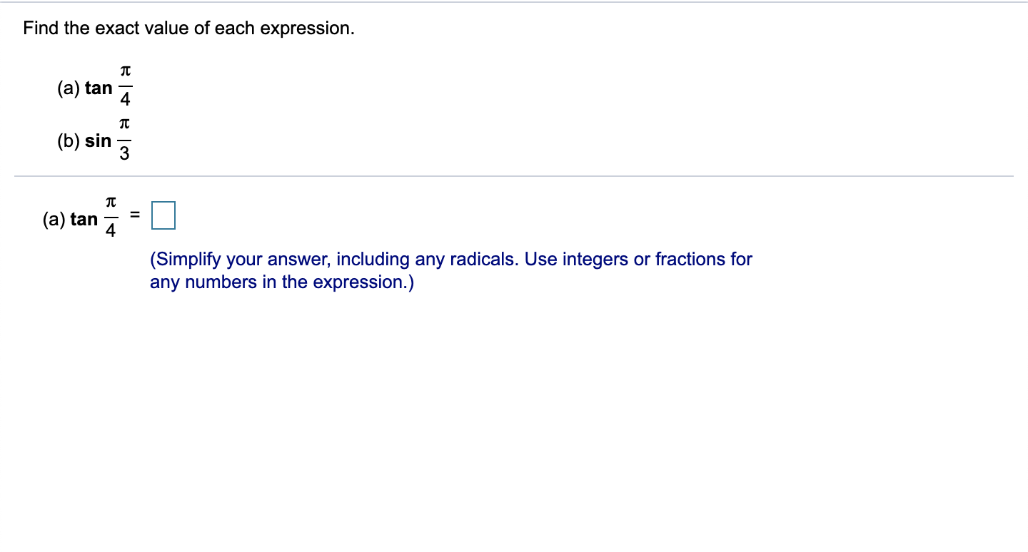 Solved Find the exact value of each expression. (a) | Chegg.com