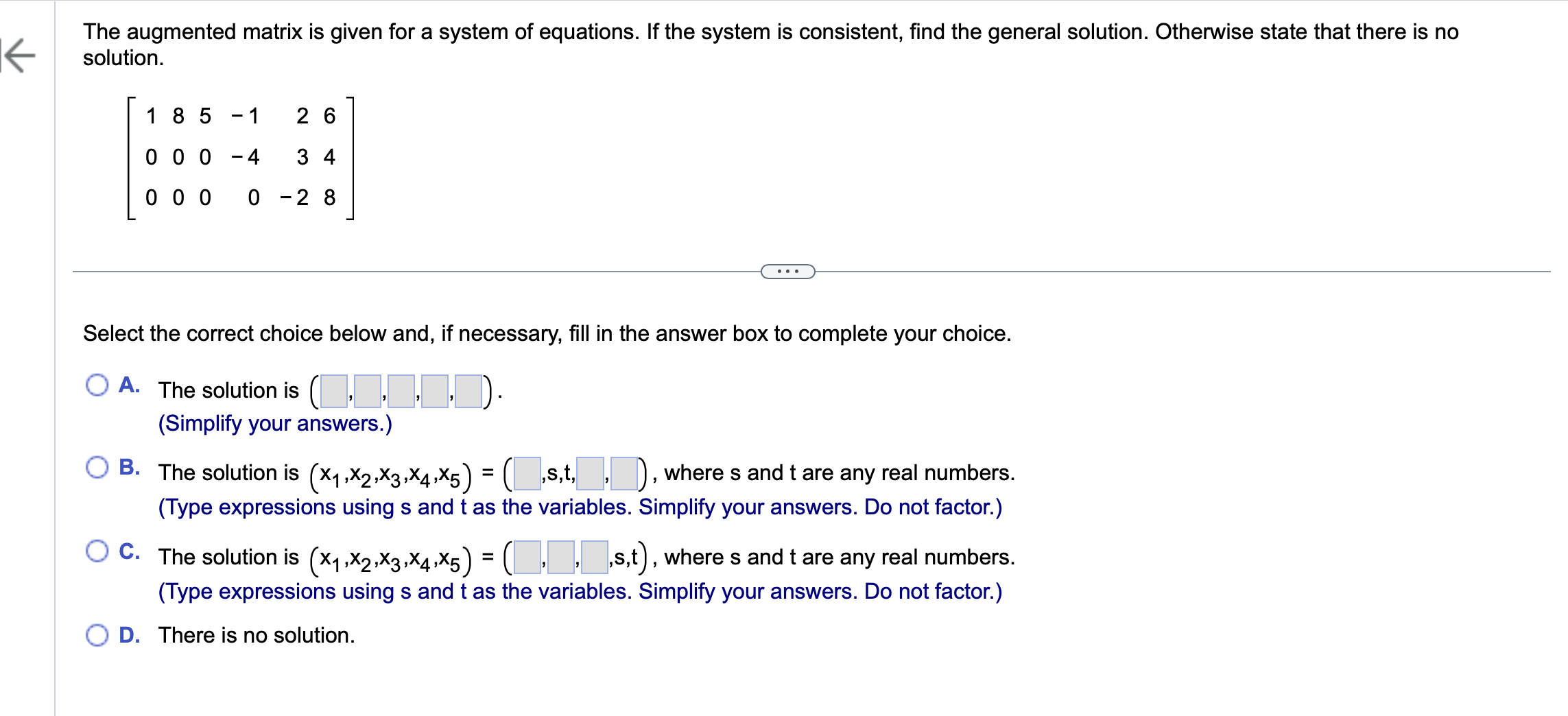 Solved The Augmented Matrix Is Given For A System Of 2580