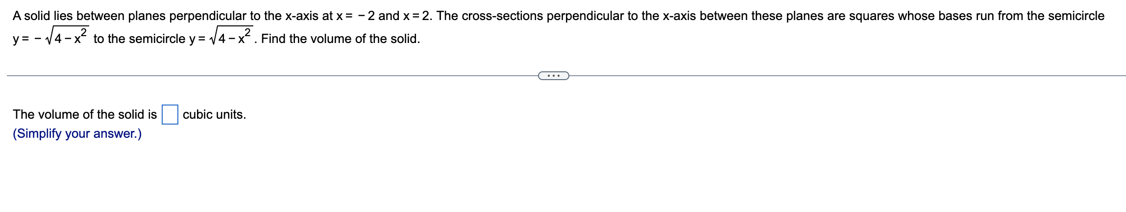 Solved A solid lies between planes perpendicular to the | Chegg.com