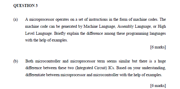 Solved QUESTION 3 A microprocessor operates on a set of | Chegg.com