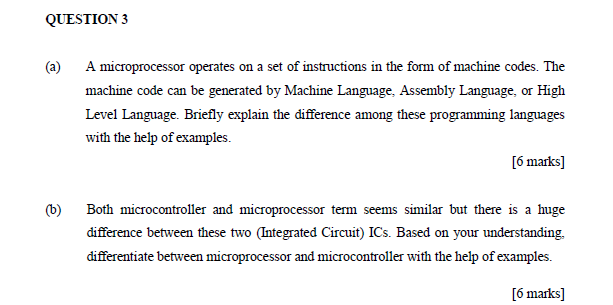 Solved QUESTION 3 A Microprocessor Operates On A Set Of | Chegg.com