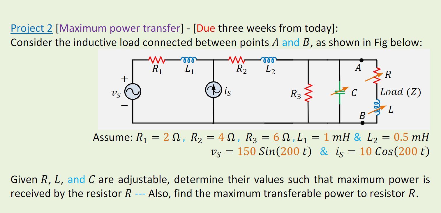 Solved 2.) [Maximum power transfer] : Consider the inductive | Chegg.com