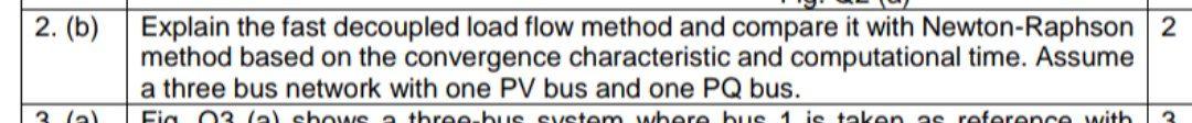 Solved 2. (b) Explain the fast decoupled load flow method | Chegg.com