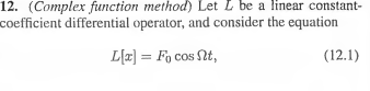 Solved 12. (Complex function method) Let L be a linear | Chegg.com