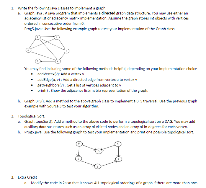 Solved 1. Write the following java classes to implement a | Chegg.com