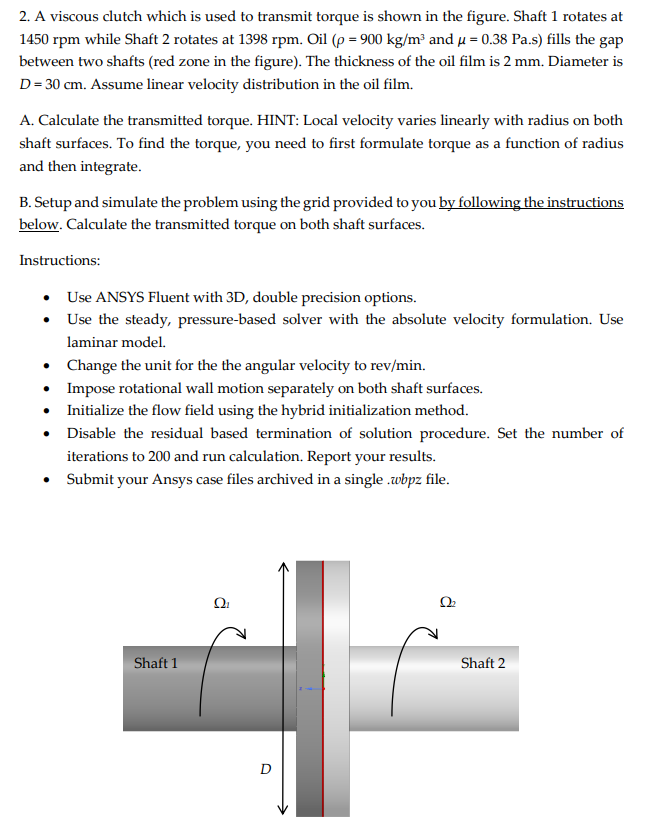 Solved 2. A viscous clutch which is used to transmit torque