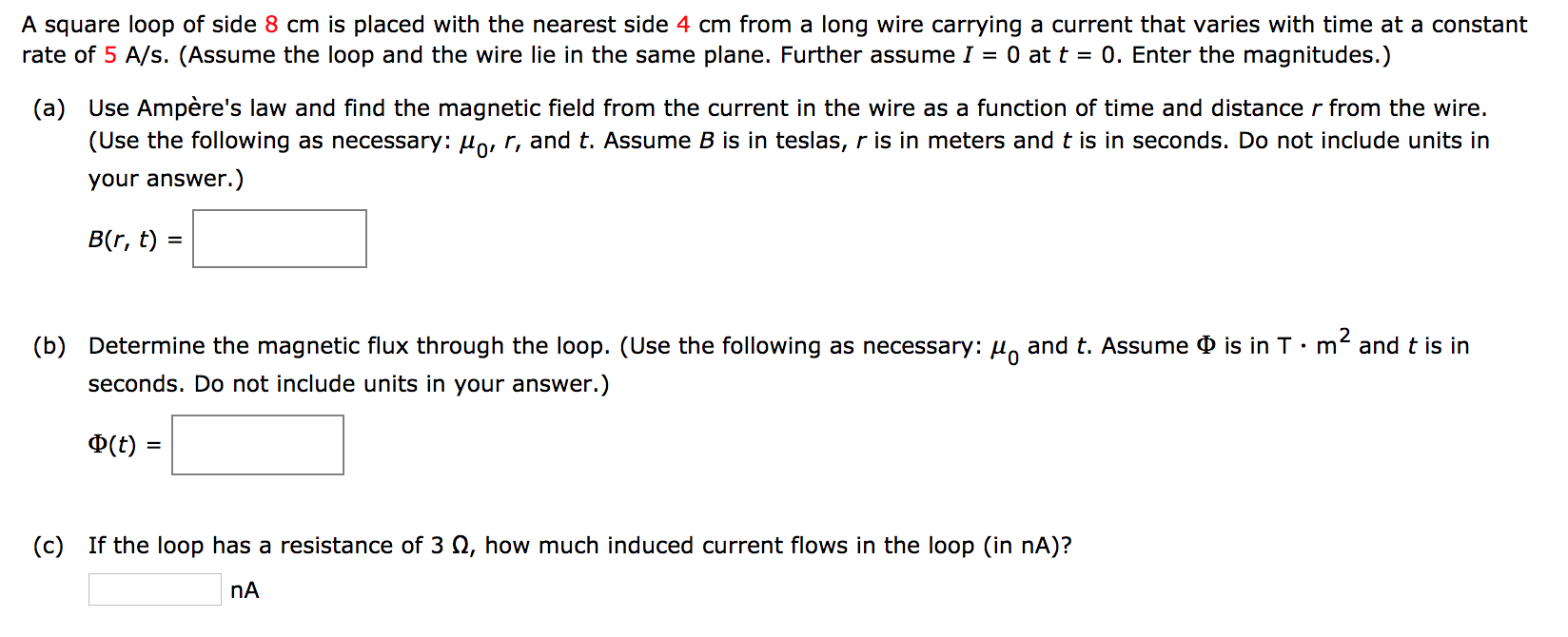 Solved A square loop of side 8 cm is placed with the nearest | Chegg.com
