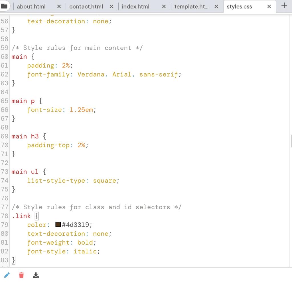 Solved Open the index.html, about.html, contact.html, and | Chegg.com