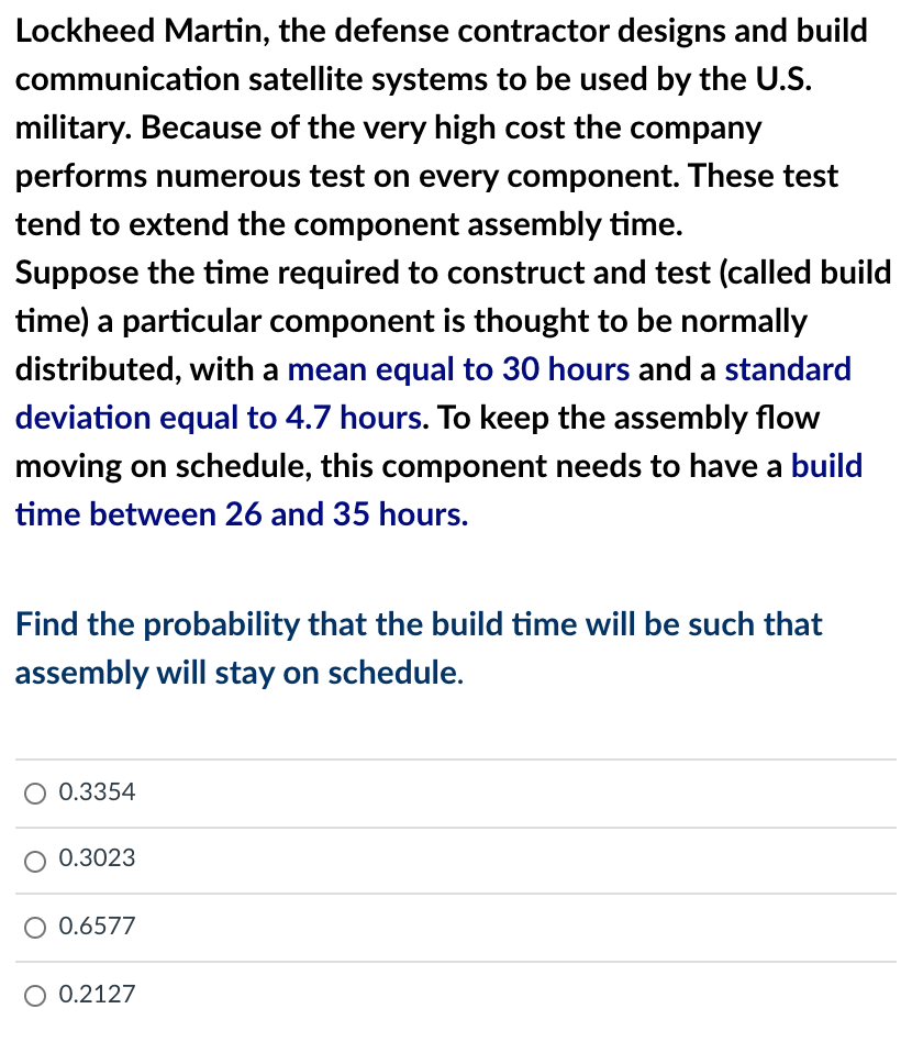 Solved Lockheed Martin, the defense contractor designs and | Chegg.com