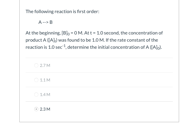 Solved The Following Reaction Is First Order: A-->B At The | Chegg.com