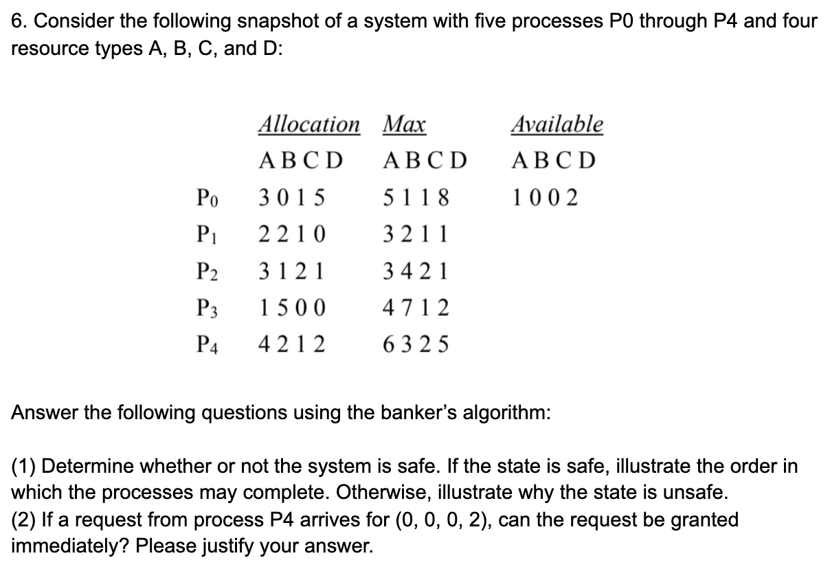 solved-6-consider-the-following-snapshot-of-a-system-with-chegg