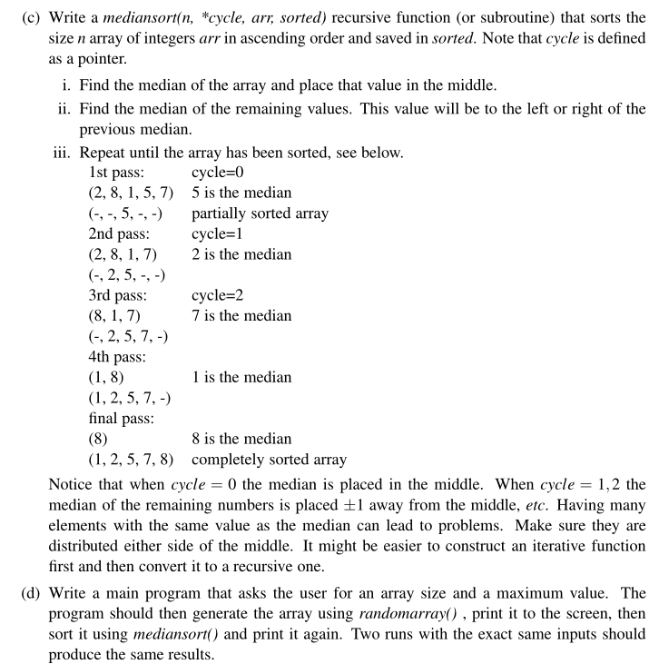 For random array : Write a randomarray(n, | Chegg.com