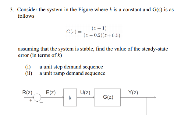 Solved 3. Consider the system in the Figure where k is a | Chegg.com