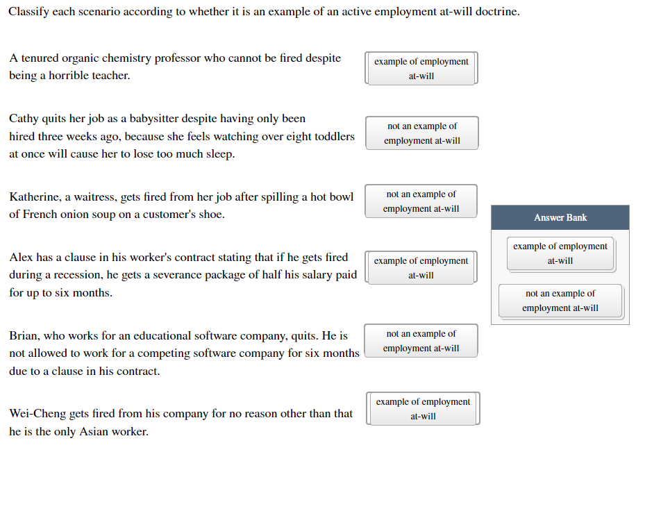Solved Classify each scenario according to whether it is an | Chegg.com